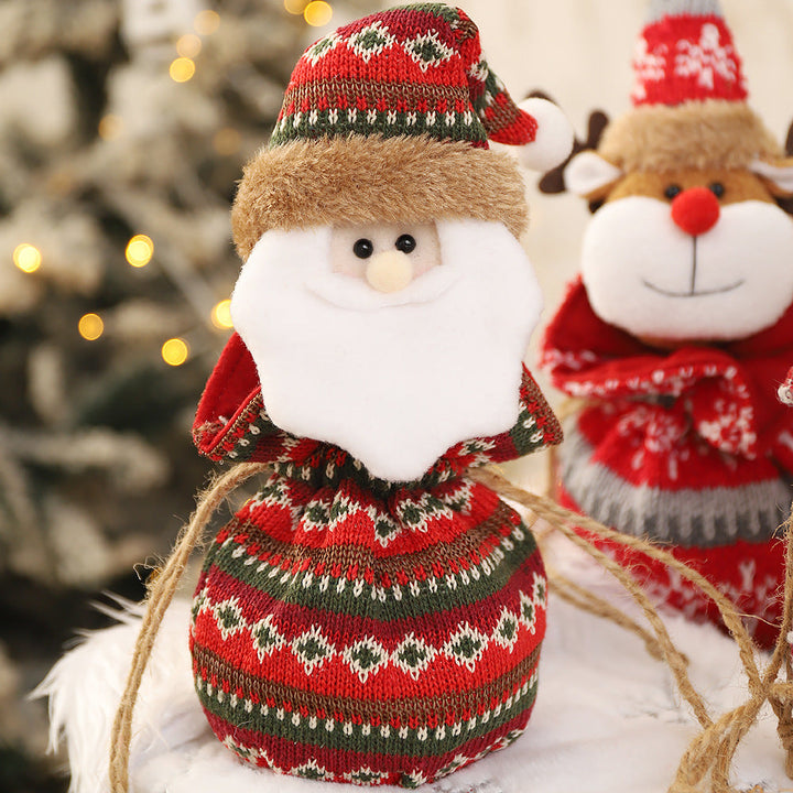 Knitted Christmas Character Gift Bags, 3-Piece Set