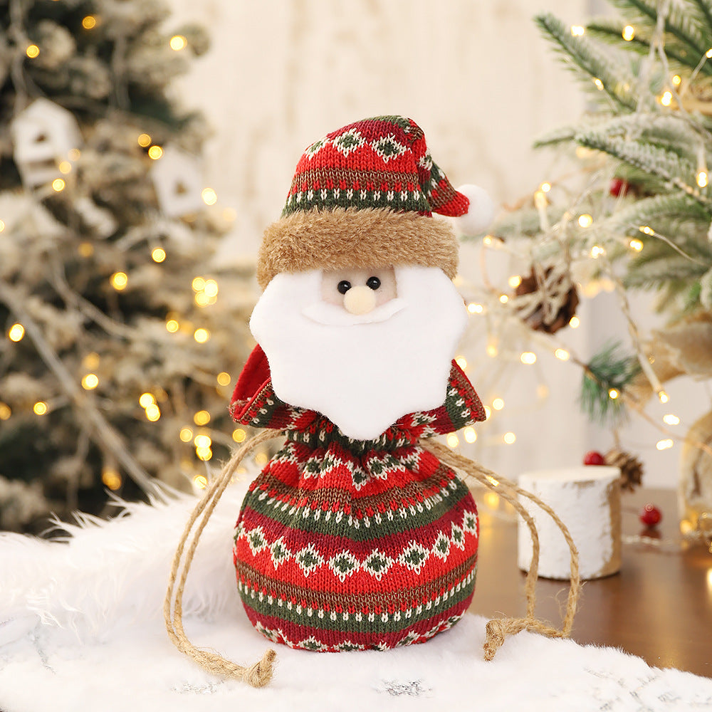 Knitted Christmas Character Gift Bags, 3-Piece Set