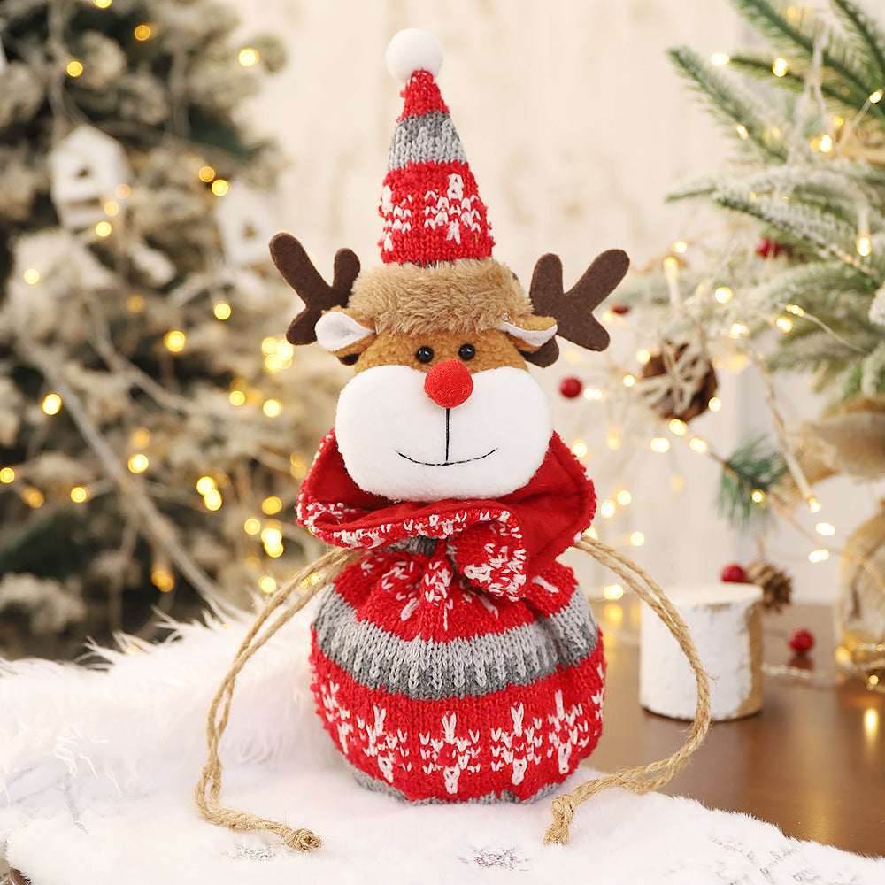Knitted Christmas Character Gift Bags, 3-Piece Set