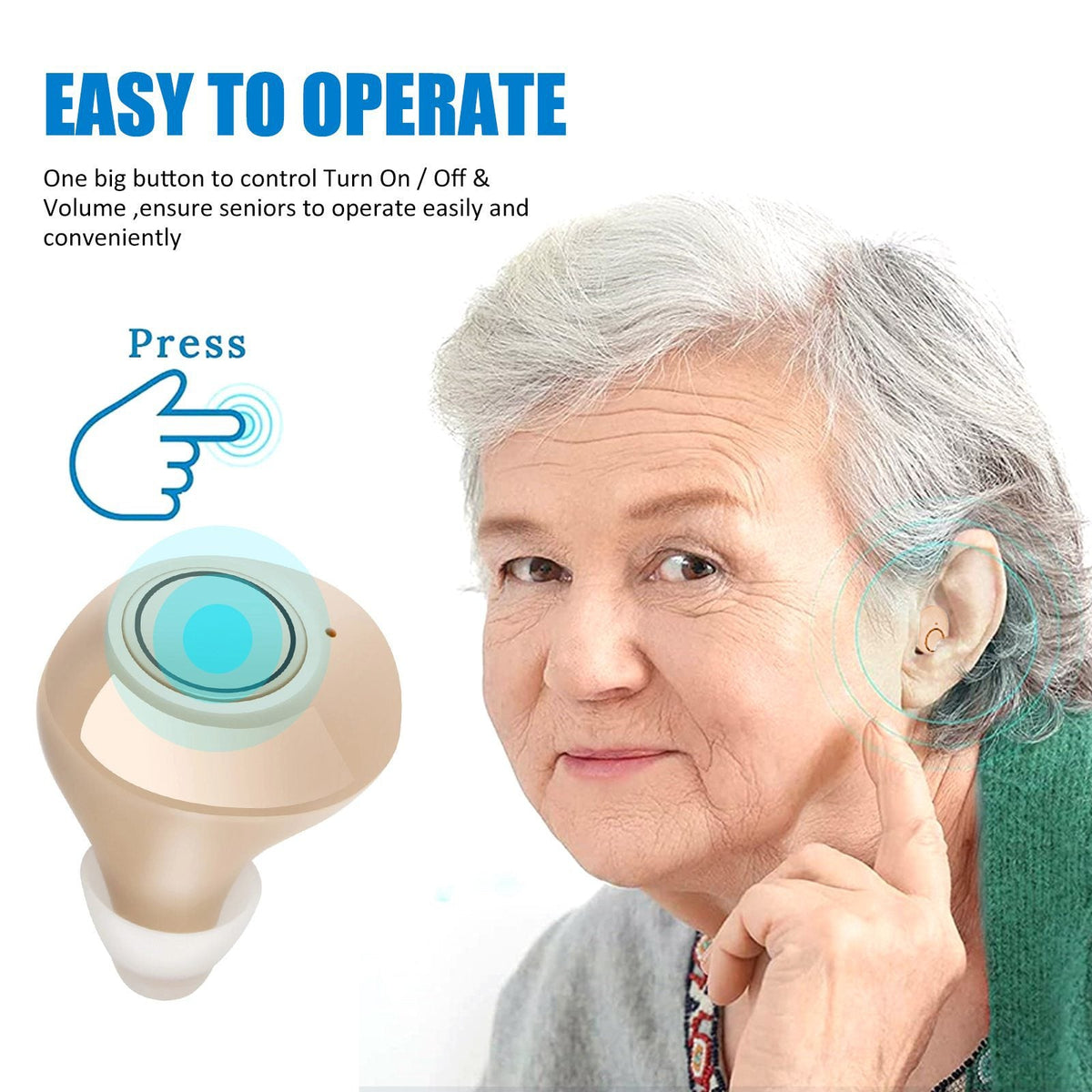 Skin-Tone Hearing Aid for Seniors: Discreet Comfort