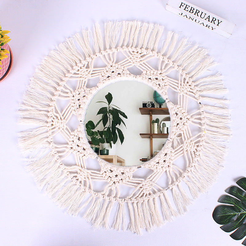 Acrylic Vanity Mirror With Woven Nordic Boho Style