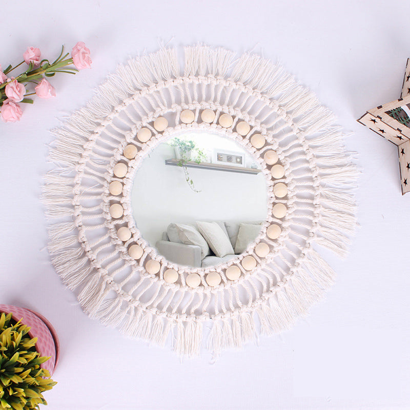Acrylic Vanity Mirror With Woven Nordic Boho Style