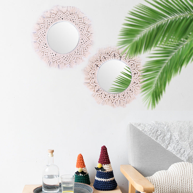 Acrylic Vanity Mirror With Woven Nordic Boho Style