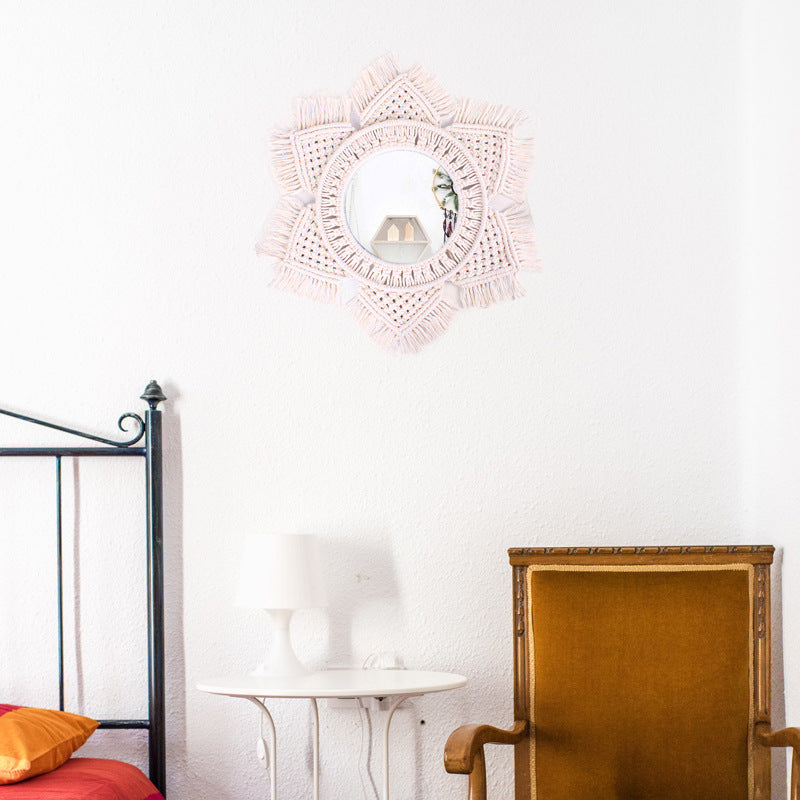 Acrylic Vanity Mirror With Woven Nordic Boho Style