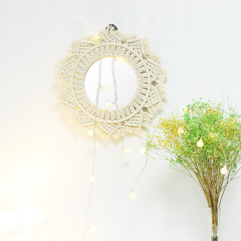 Acrylic Vanity Mirror With Woven Nordic Boho Style