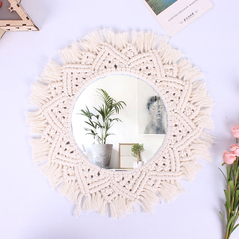 Acrylic Vanity Mirror With Woven Nordic Boho Style