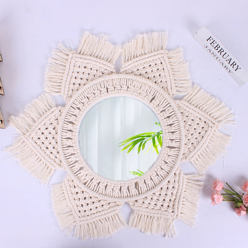 Acrylic Vanity Mirror With Woven Nordic Boho Style