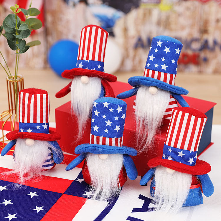 Patriotic Gnome Plush Decor for Festive Holiday Shelves