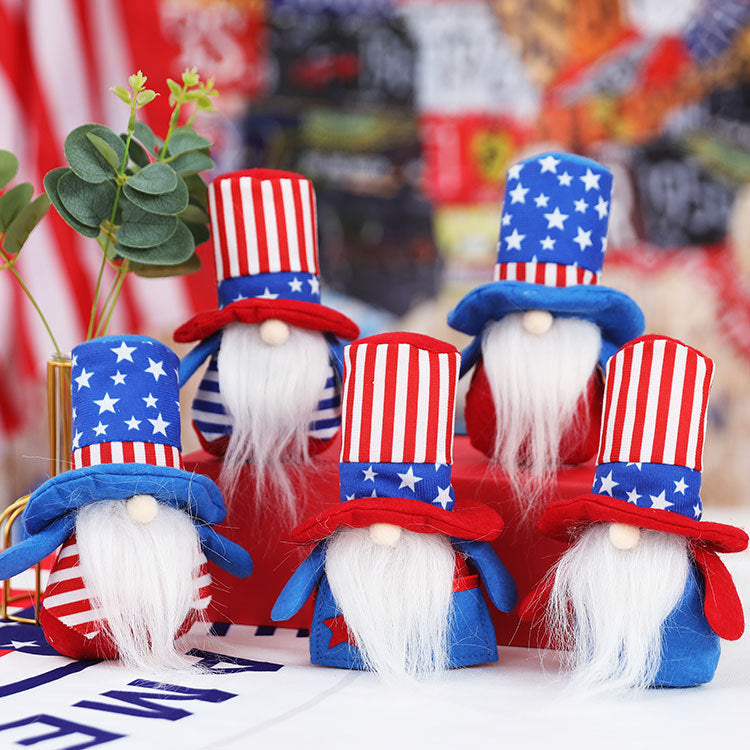 Patriotic Gnome Plush Decor for Festive Holiday Shelves