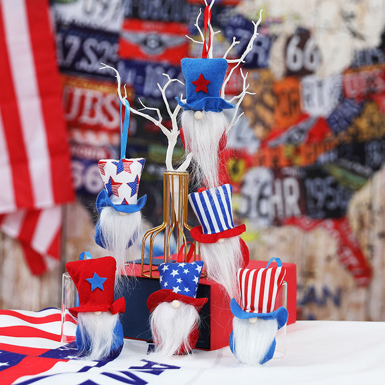 Patriotic Gnome Ornament Set for Festive July 4 Decor