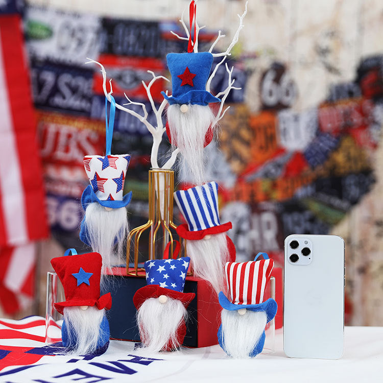Patriotic Gnome Ornament Set for Festive July 4 Decor