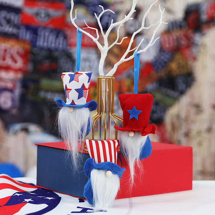 Patriotic Gnome Ornament Set for Festive July 4 Decor