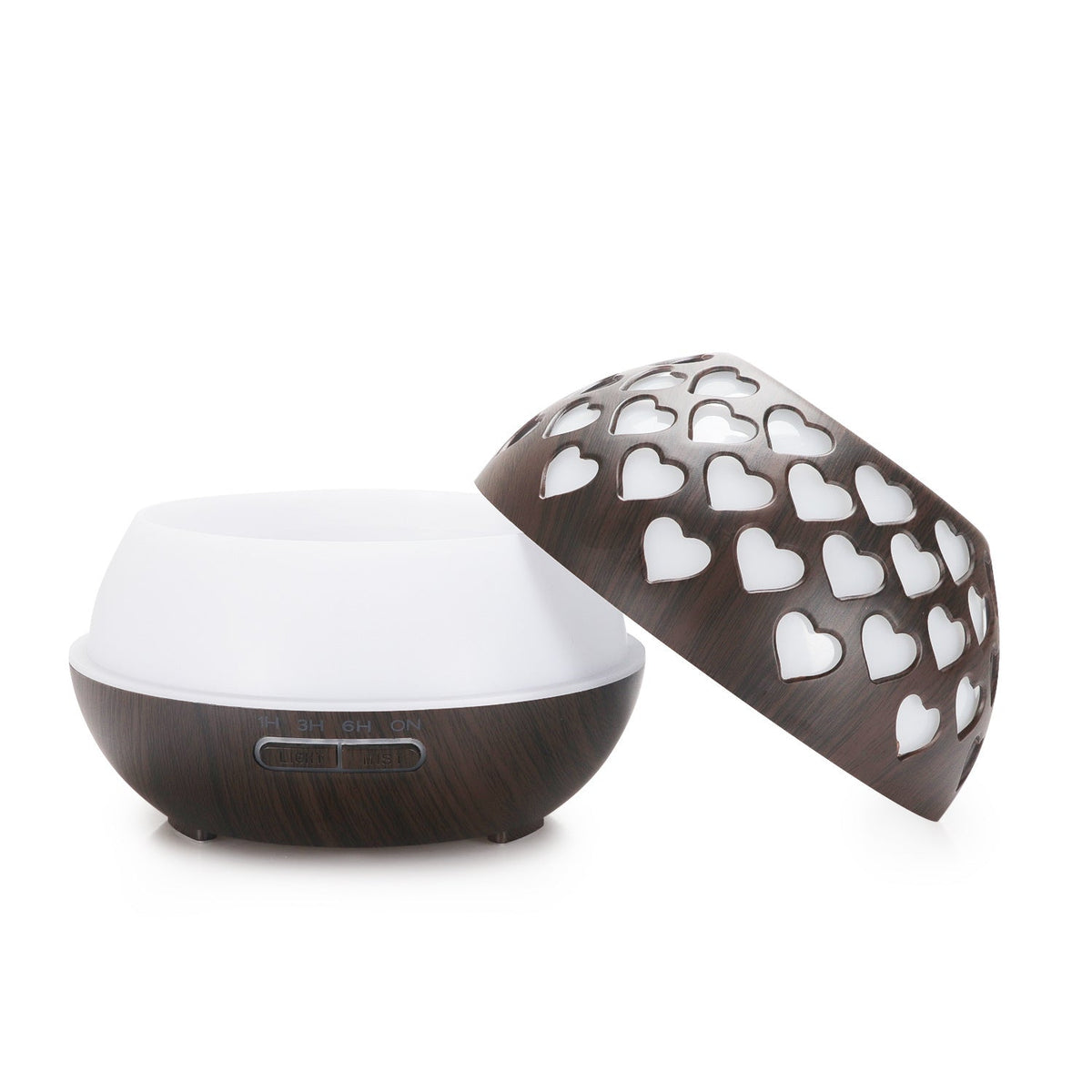 Wood-Look Heart Aroma Diffuser with Color Night Light