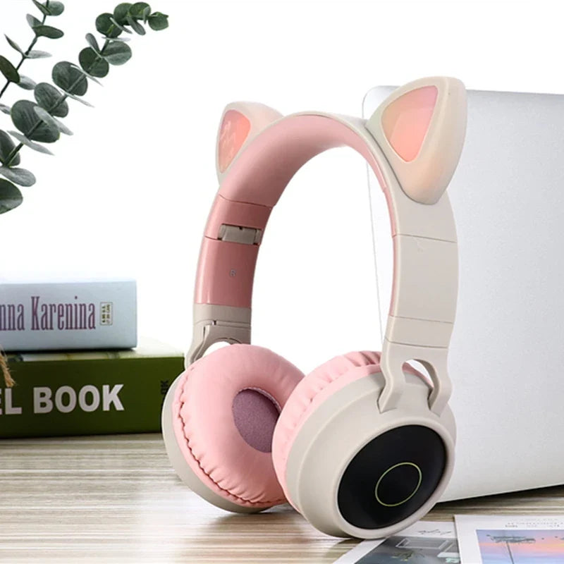 LED Cat Ear Bluetooth Headphones for Kids and Teens