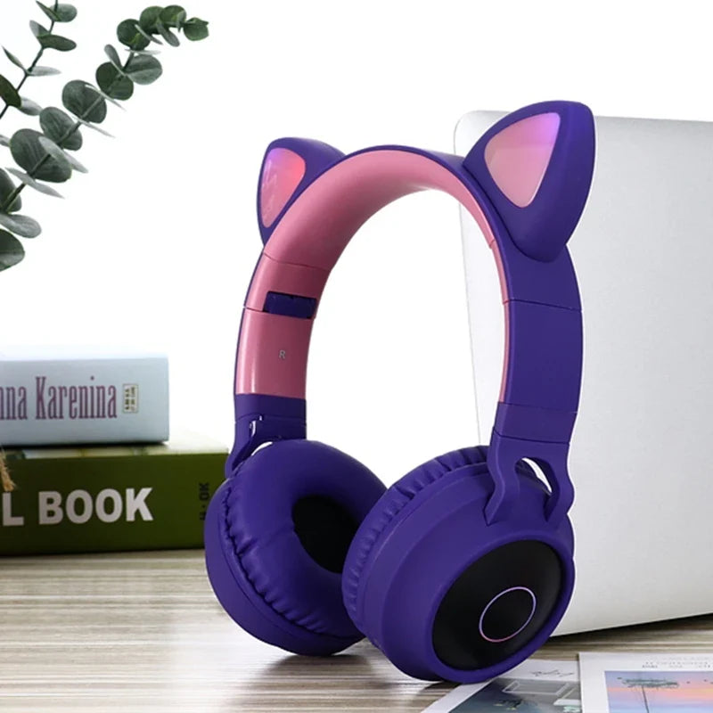 LED Cat Ear Bluetooth Headphones for Kids and Teens