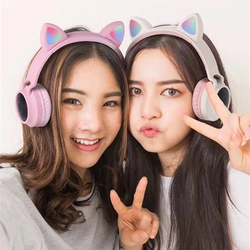 LED Cat Ear Bluetooth Headphones for Kids and Teens