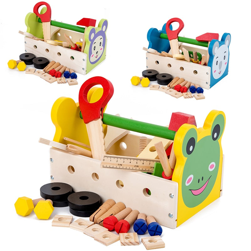 Wooden Pretend Play Tool Set for Fine-Motor Skills