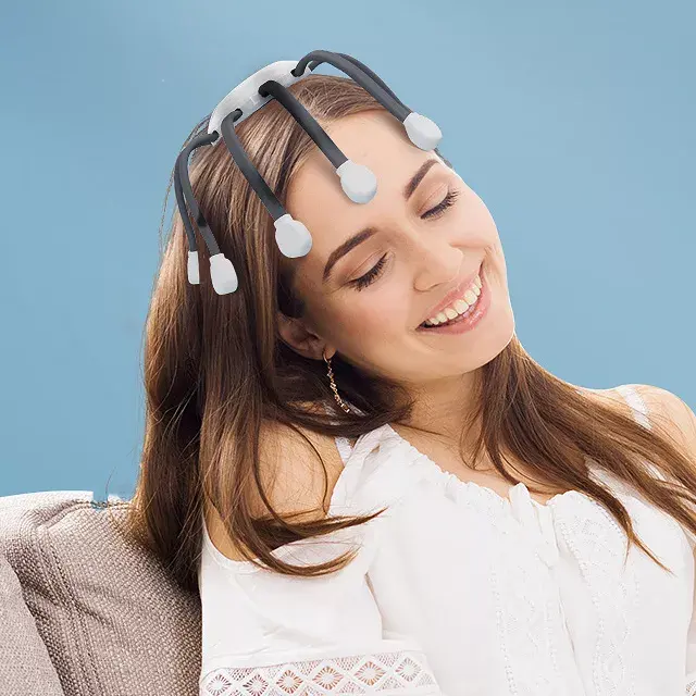 Electric Scalp Massager with 8 Silicone Arms for Stress