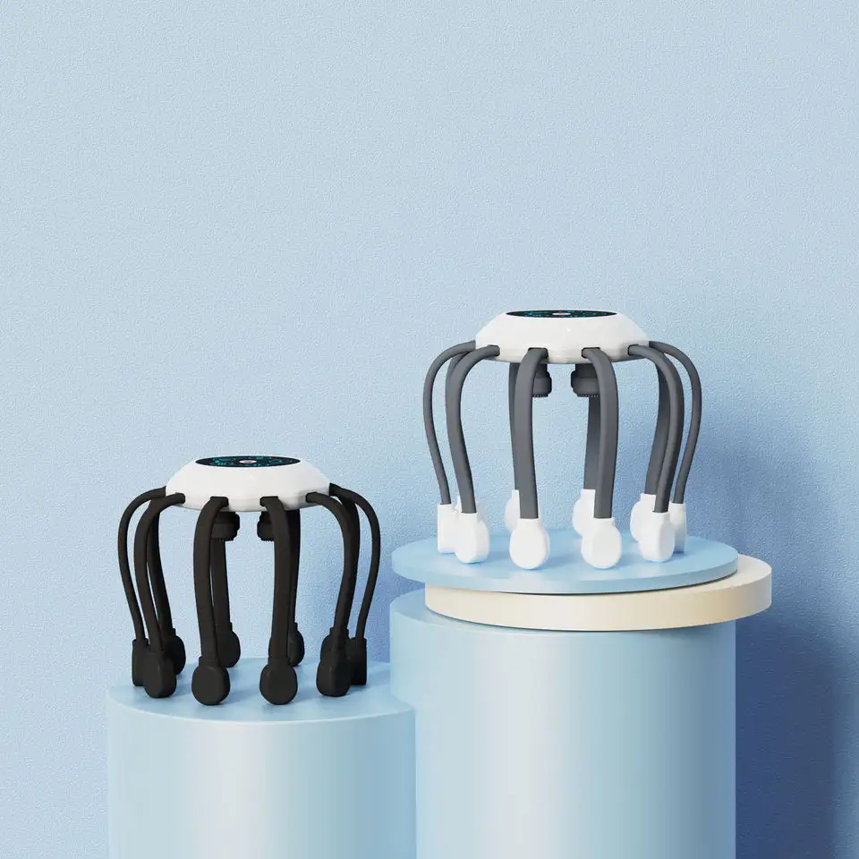 Electric Scalp Massager with 8 Silicone Arms for Stress