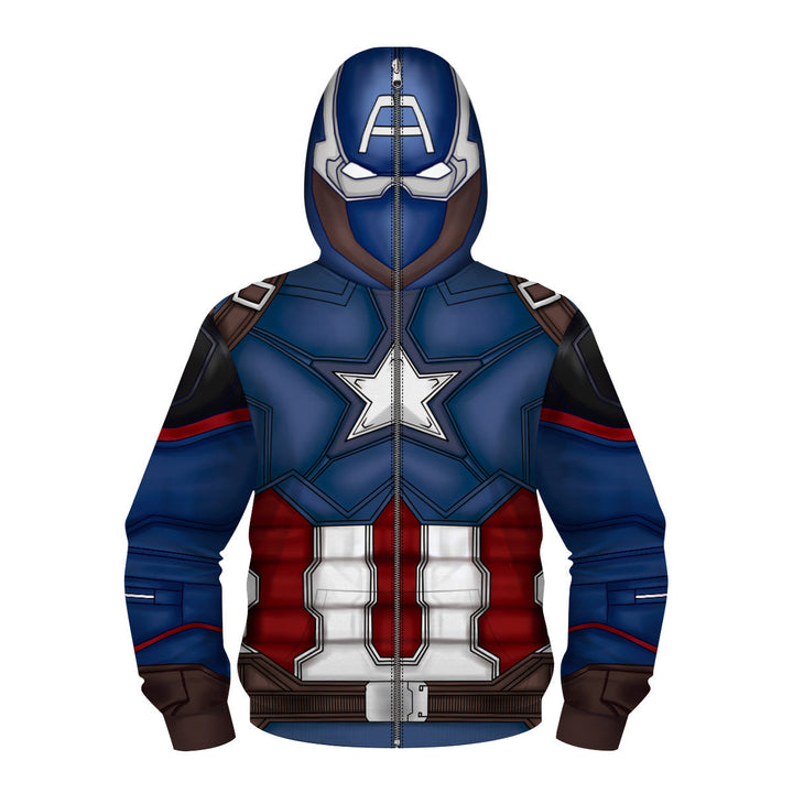 Kids Superhero Costume Hoodie With 3D Printed Mask