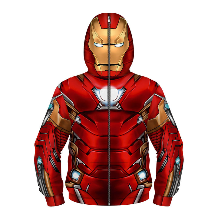 Kids Superhero Costume Hoodie With 3D Printed Mask