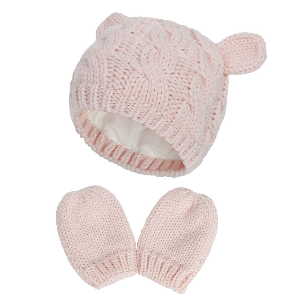 Baby Winter Knit Hat & Mitten Set for 0-18 Months