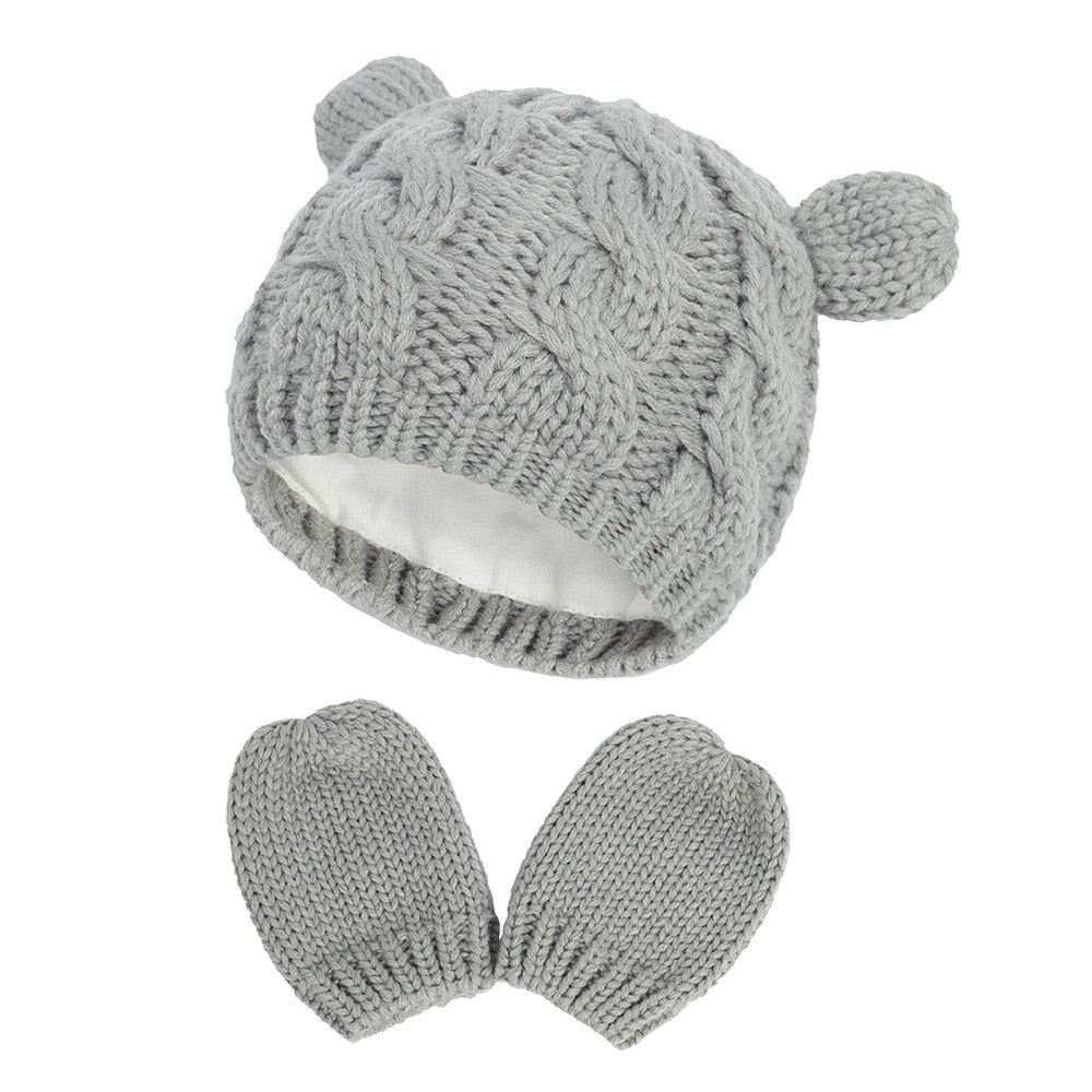 Baby Winter Knit Hat & Mitten Set for 0-18 Months