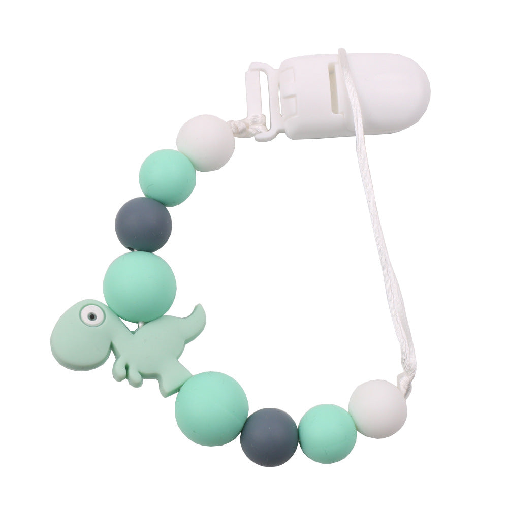 Silicone Dinosaur Pacifier Clip Chain for Easy Finding
