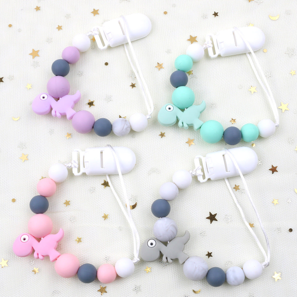 Silicone Dinosaur Pacifier Clip Chain for Easy Finding