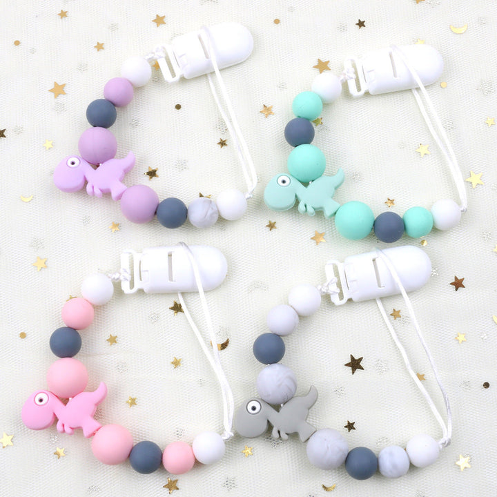 Silicone Dinosaur Pacifier Clip Chain for Easy Finding