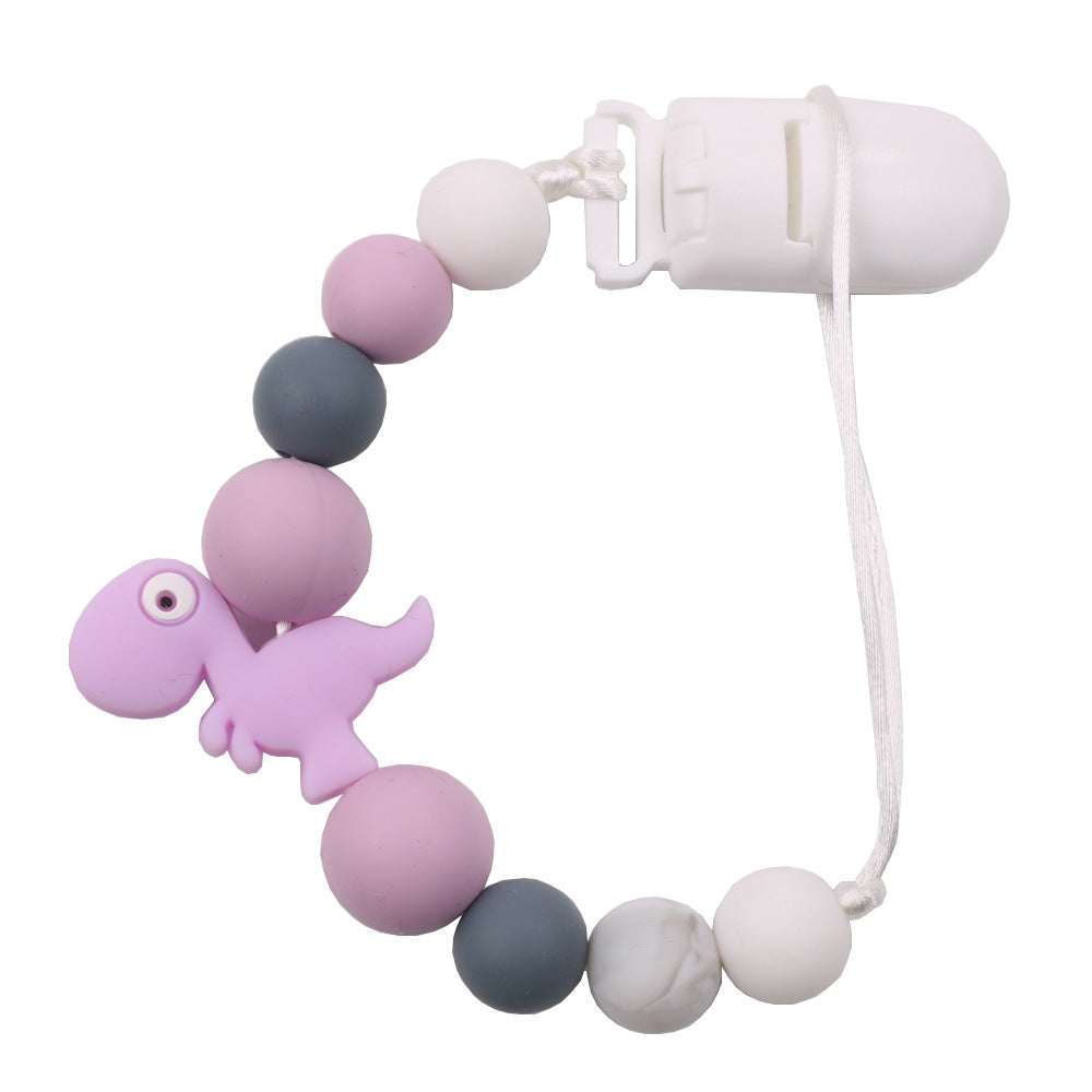 Silicone Dinosaur Pacifier Clip Chain for Easy Finding