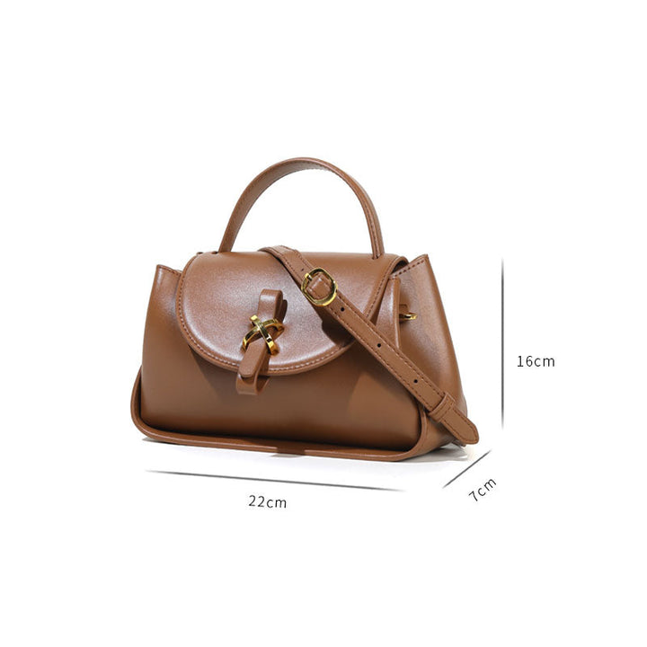 Retro Chestnut Brown Handbag With Versatile Carry