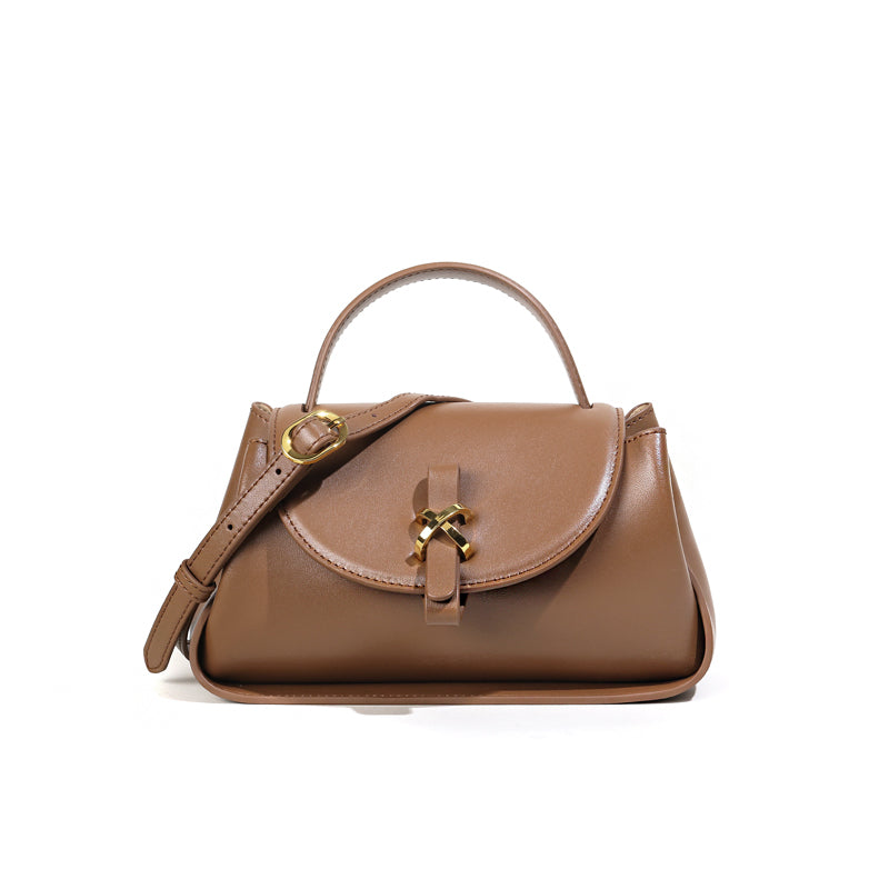 Retro Chestnut Brown Handbag With Versatile Carry
