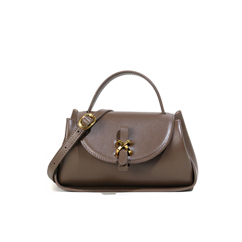 Retro Chestnut Brown Handbag With Versatile Carry