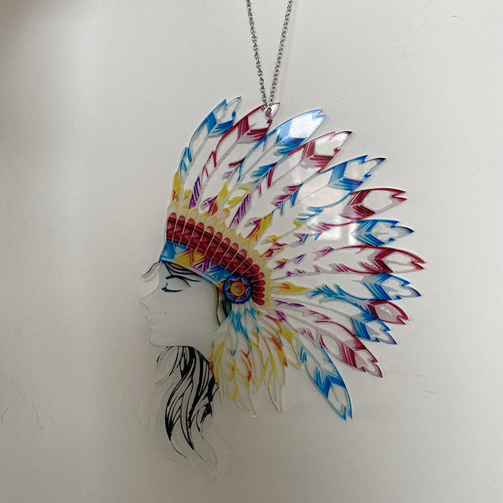 Acrylic Window Pendant – Colorful Feather Decor Gift