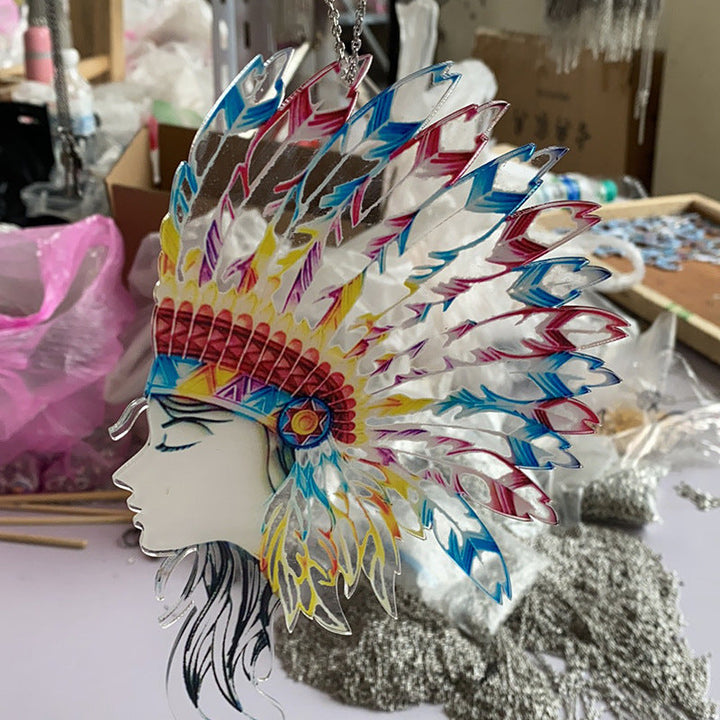 Acrylic Window Pendant – Colorful Feather Decor Gift