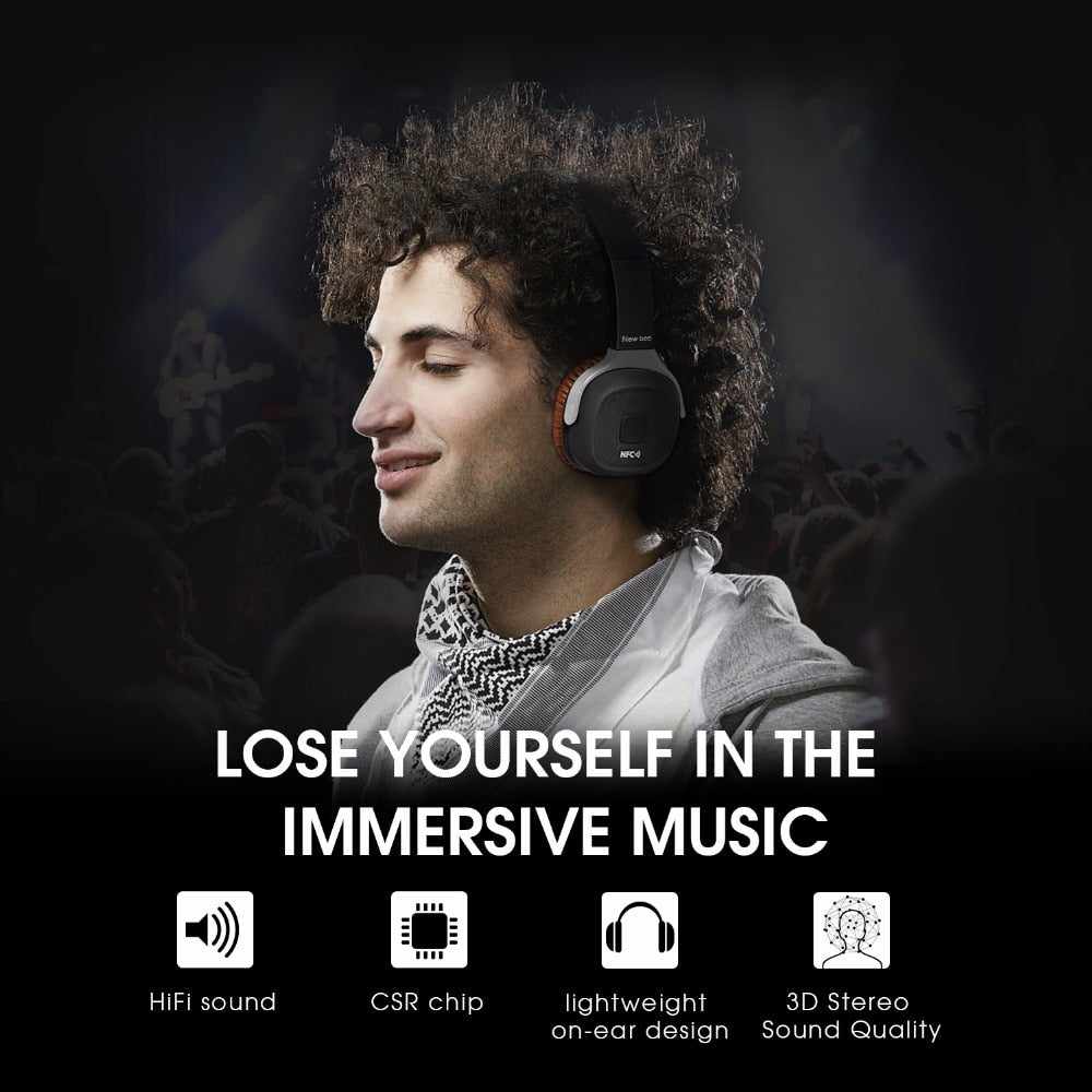 Foldable Wireless Headphones with NFC & 45-Hour Battery