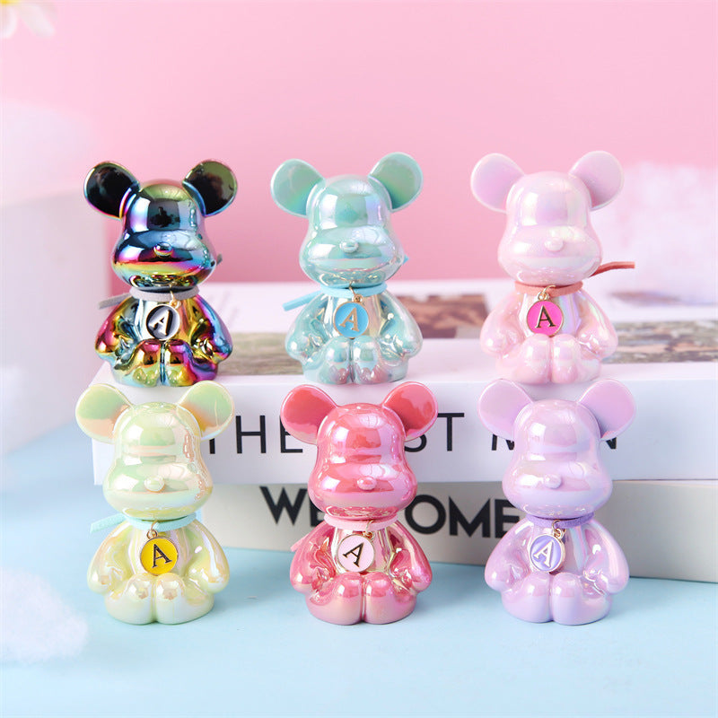 Blind Box Bear Figurine With Pearlescent Letter Charm
