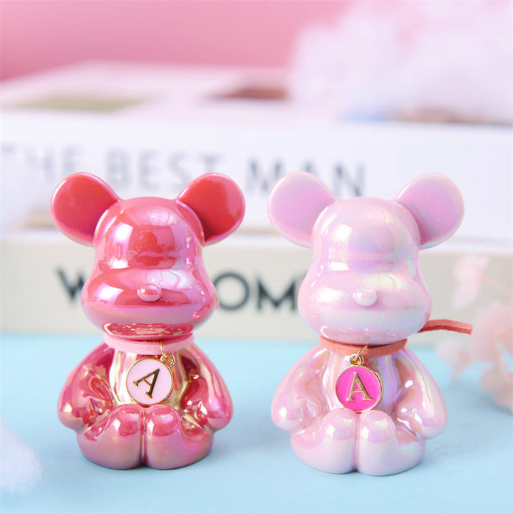Blind Box Bear Figurine With Pearlescent Letter Charm