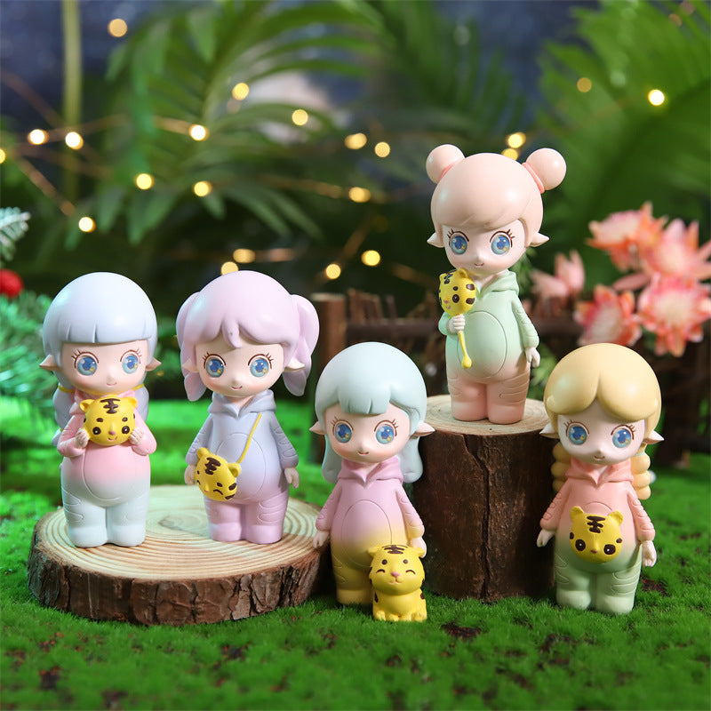 Blind Box Bear Figurine With Pearlescent Letter Charm