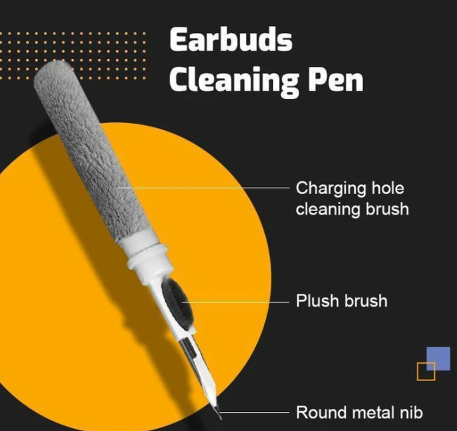 Bluetooth Earbud Cleaning Pen with Plush Brush & Metal Nib