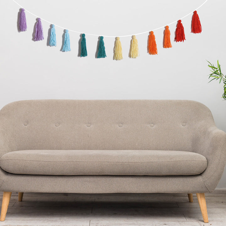 Rainbow Tassel Garland for Cheerful Boho Room Decor