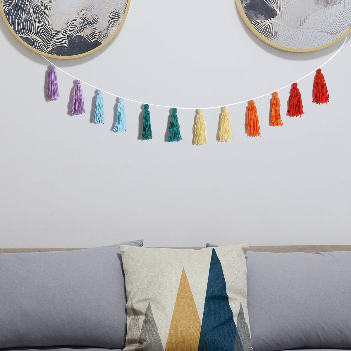Rainbow Tassel Garland for Cheerful Boho Room Decor