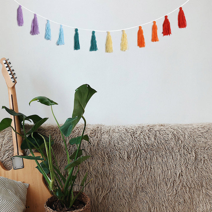 Rainbow Tassel Garland for Cheerful Boho Room Decor