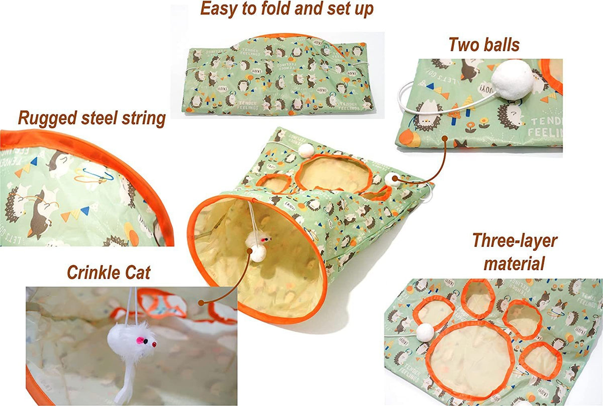 Cat Tunnel Toy for Indoor Exercise & Enrichment Play
