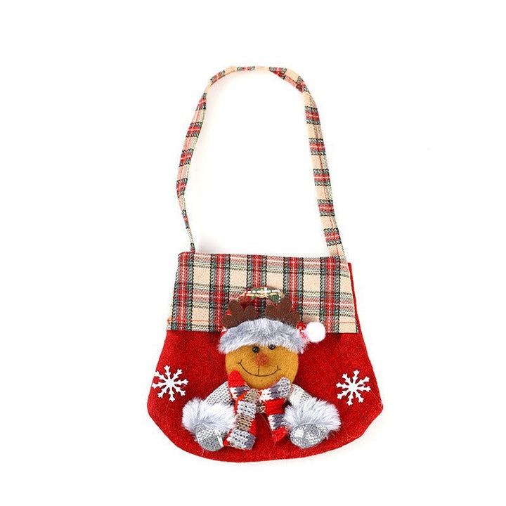 Christmas Gift Bag with Festive Plaid Character Design