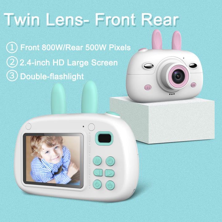 Kids Rabbit Ear Camera with Dual Lens and HD Screen