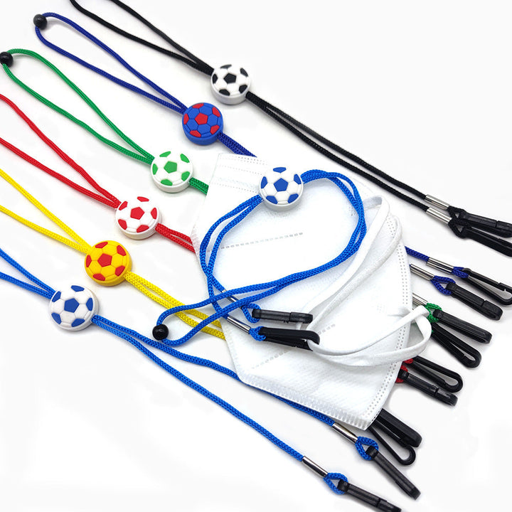 Kids Mask & Hat Lanyard | Adjustable Soccer Charm