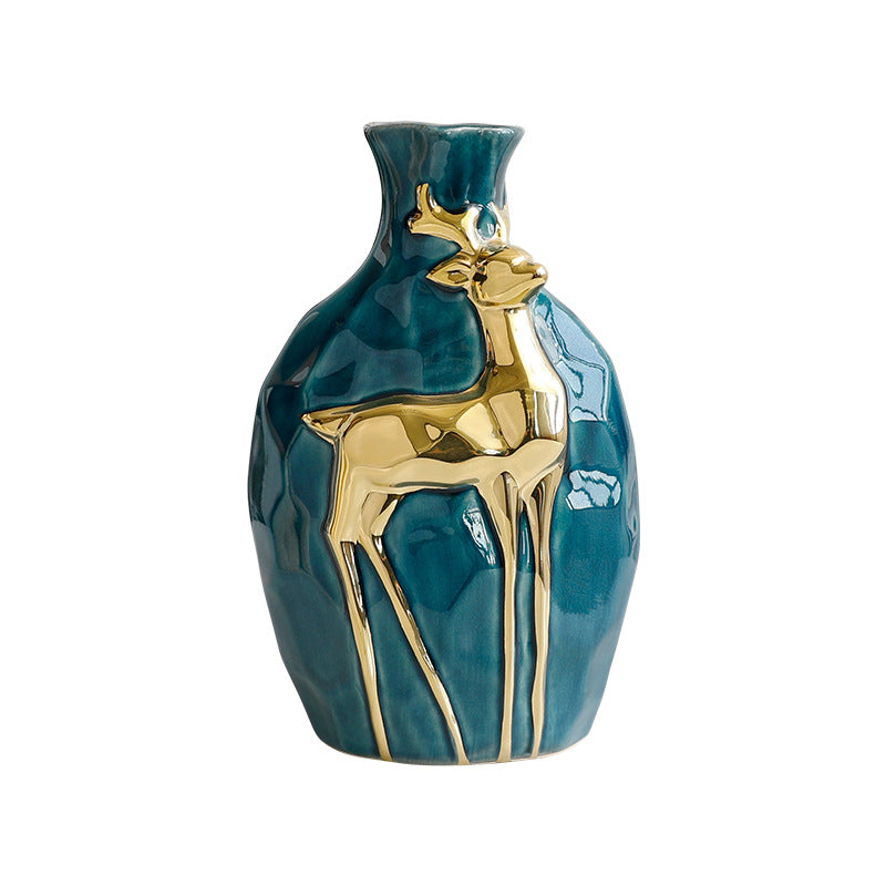 Christmas Vase Set with Elegant Gold Reindeer Accents