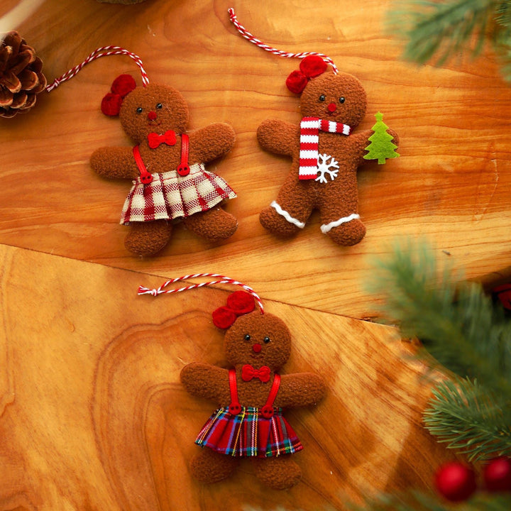Gingerbread Christmas Ornaments, 3-Piece Fabric Set